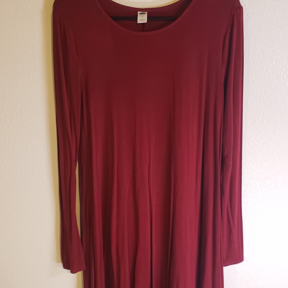 Maroon long sleeve t-shirt dress